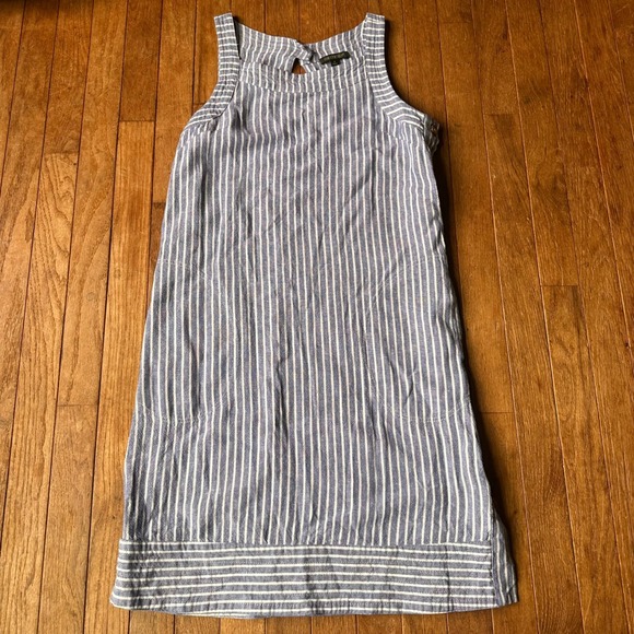 For Cynthia Dresses & Skirts - Linen Blend Coastal Shift Dress Womens Small Striped Blue White Casual Summer